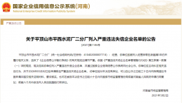 又一家水泥企業(yè)被列入嚴(yán)重違法失信企業(yè)名單！