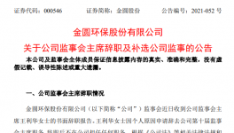 金圓環(huán)保監(jiān)事會主席王利華女士辭職！